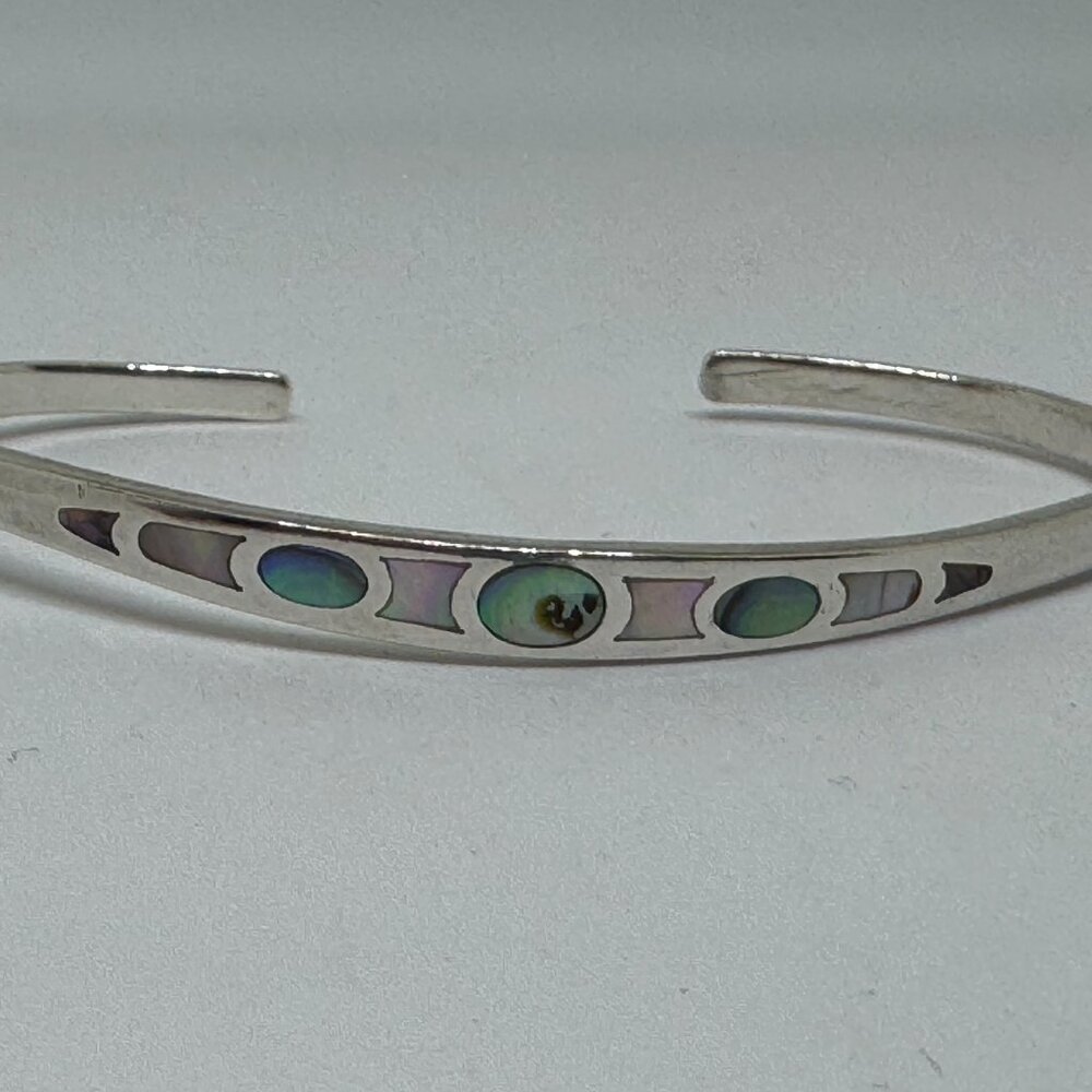 Contemporary Sterling Silver Cuff with inlaid Abalone.
